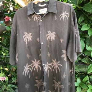 Campia Palm Tree Print Short Sleeve Rayon Shirt